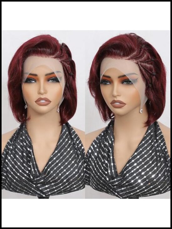 Pixie Cut Lace Front Wig Human Hair Straight Pre-Plucked Braided Wigs 13X4 main image 5